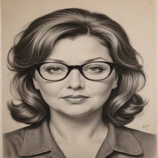 Magnificent Abby Lee Miller, pencil sketch, portrait of Splendid woman 1955s in glasses, hair style beatnik, outline, clear lines, fine lines, 8k