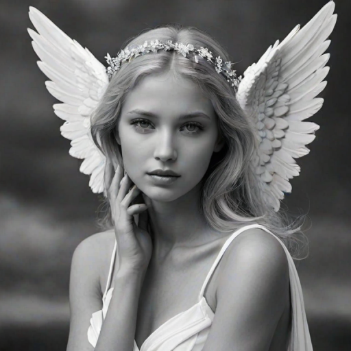 black and white angel