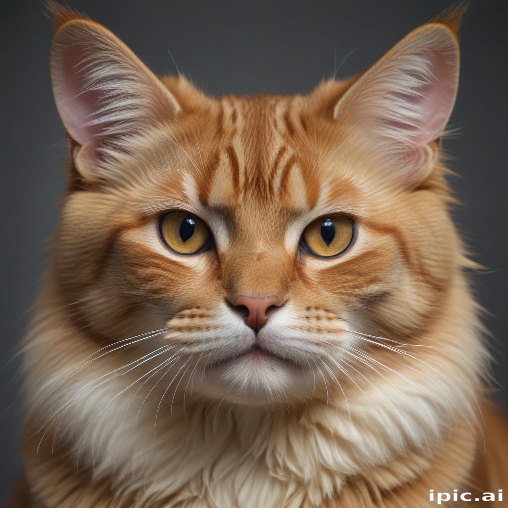 A Majestic Orange Maine Coon Cat with Striking Features and Expression.