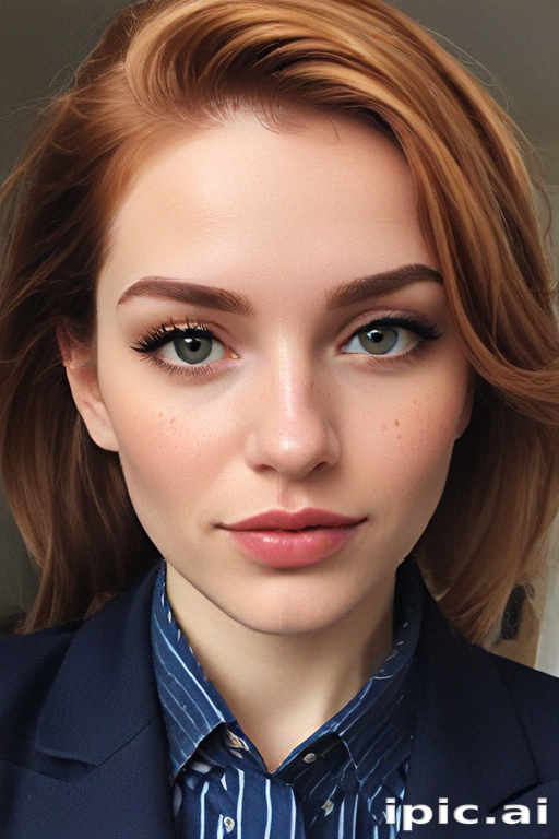 Close-Up Portrait of a Young Woman with Fiery Red Hair and Green Eyes