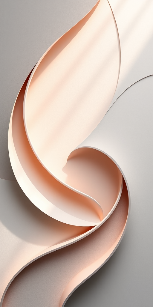 Create a high-resolution vector illustration of a minimalist abstract design featuring elegant curves and geometric shapes, captured with a Canon EOS R5 at f/8, ISO 100, 1/200s, in a top-down view with a soft light that enhances the contrasts and smooth textures.