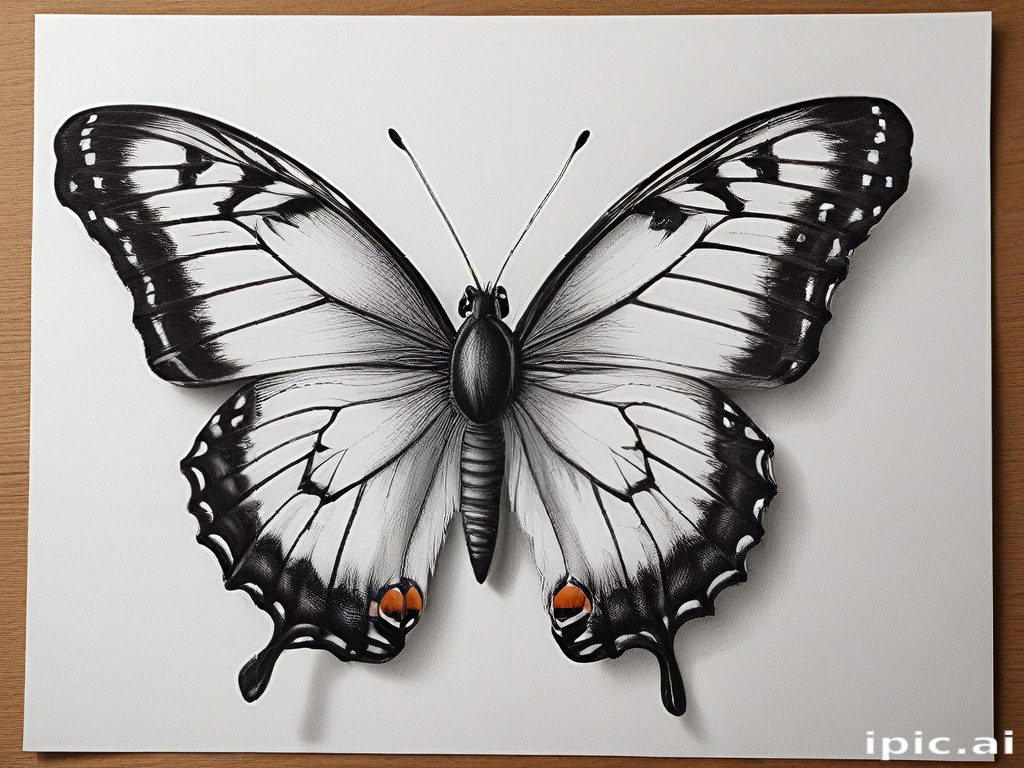 A Stunning Black and White Butterfly Illustration with Intricate ...