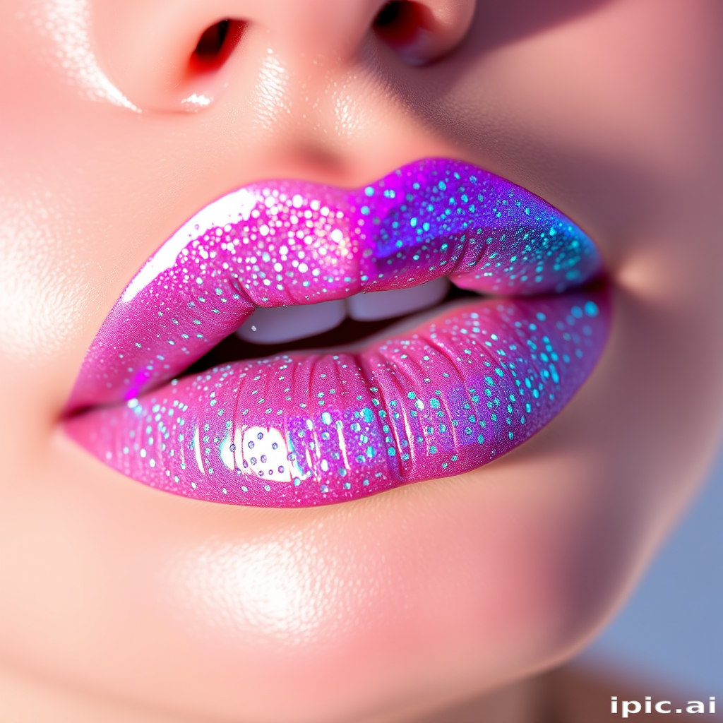 Ethereal "Holographic Dream" lip topper transforms any lip color with its iridescent, color-shifting particles, adding a magical and otherworldly element to any look