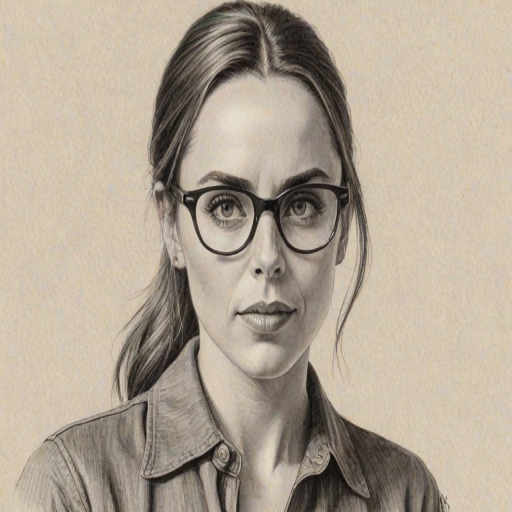Graceful Mel C, pencil sketch, portrait of Enticing woman 1956s in glasses, hair style beatnik, outline, clear lines, fine lines, 8k
