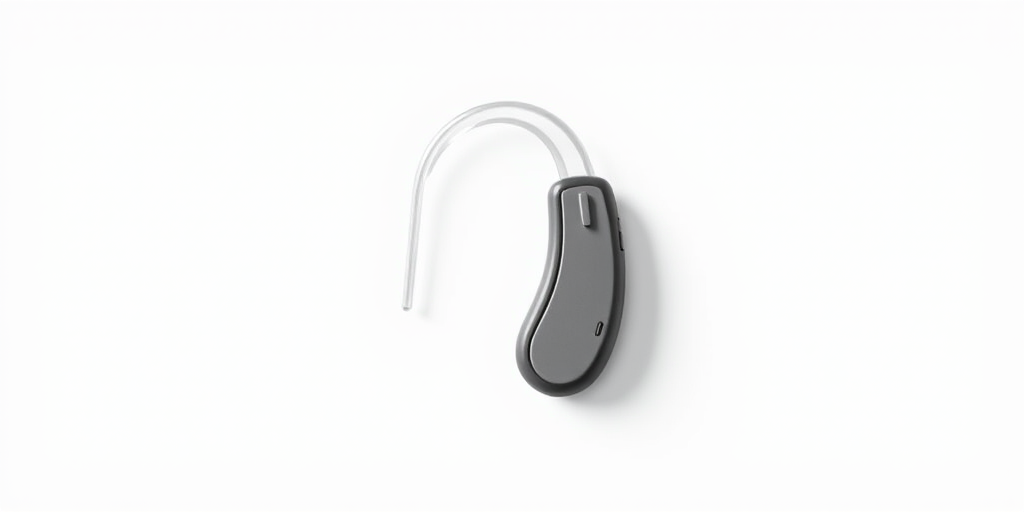 Create a high-resolution icon of a hearing aid, designed in a minimalist style, with a clean white background, using a DSLR camera with a 50mm lens, aperture set to f/4, ISO 100, and natural light.