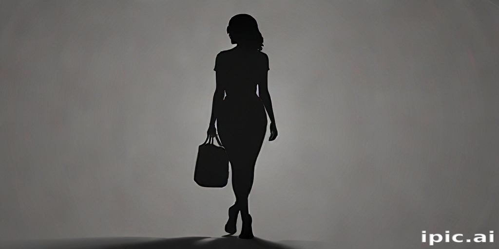 Elegant Silhouette of a Woman Walking Confidently with a Handbag