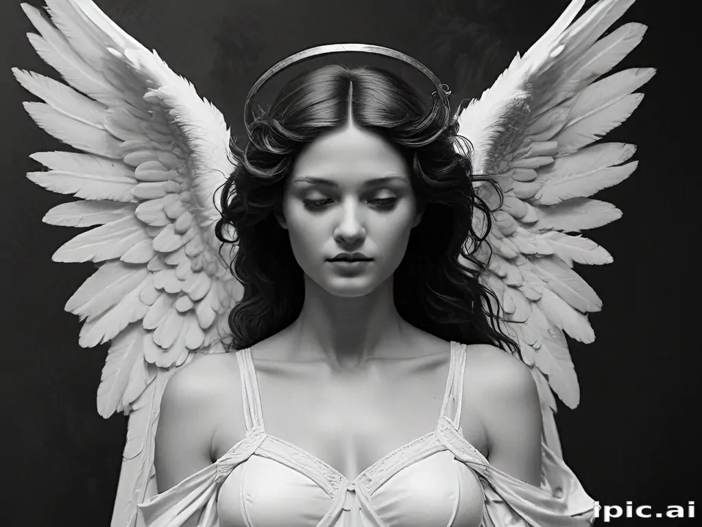 black and white angel drawings