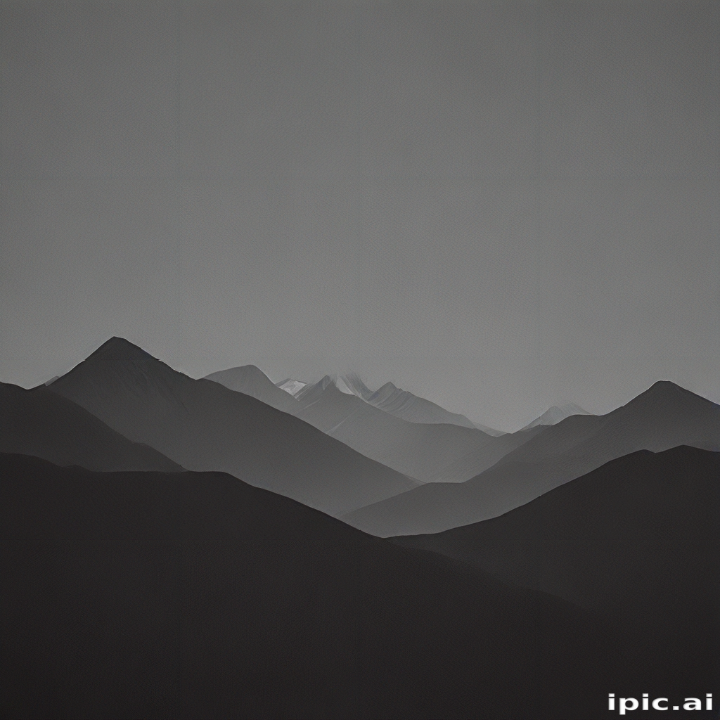 Majestic Mountain Range Silhouetted Against a Soft Gray Sky