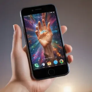 hand holding phone png