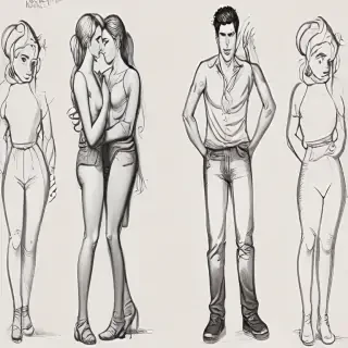 couples drawing poses