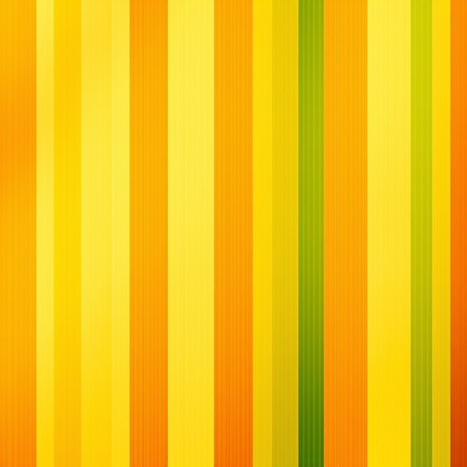 Create an abstract image with vertical stripes in yellow, orange, and green, captured using a DSLR camera with a 50mm lens, f/1.8 aperture, 1/125s shutter speed, ISO 100, shot in natural light from a frontal view.