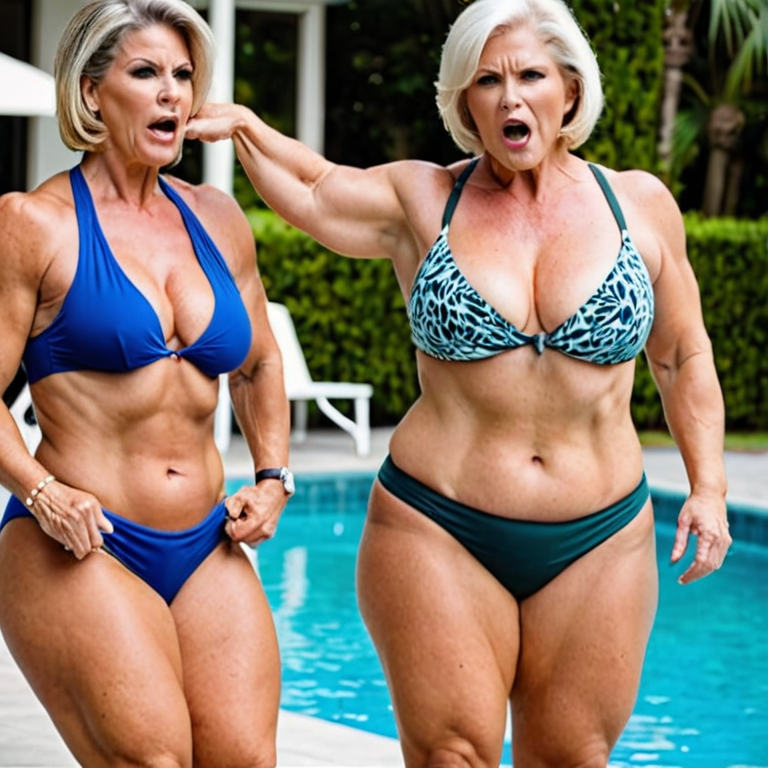 Free Ai Image Generator - High Quality and 100% Unique Images -  —  Two plump busty buxom mature short hair angry wives , one gray hair and one  frosted blonde, in