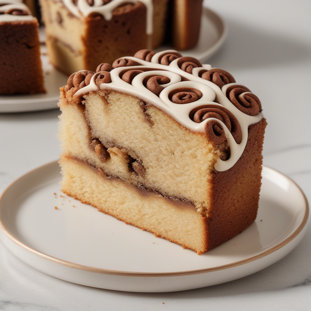 coffee cake with cross-sectional swirls