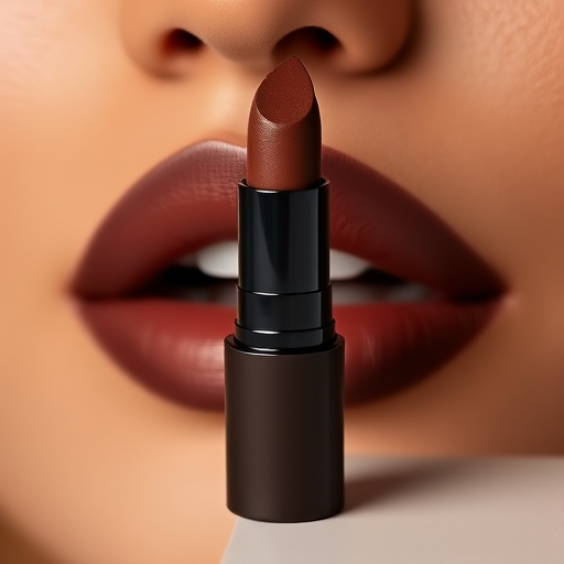 Rich chocolate brown lipstick dubbed "Cocoa Couture" with a velvet-matte finish and a hint of warm undertones for a sophisticated pout