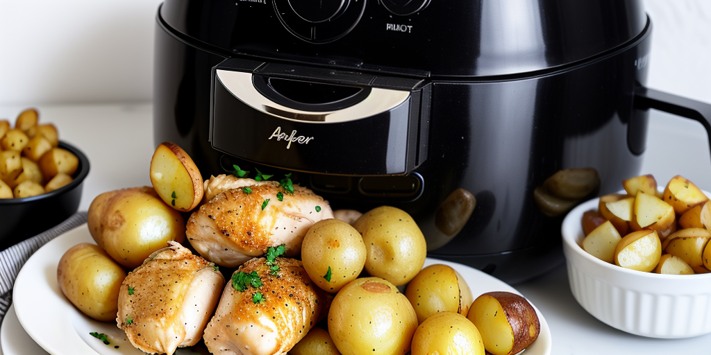 air fryer chicken and potatoes
