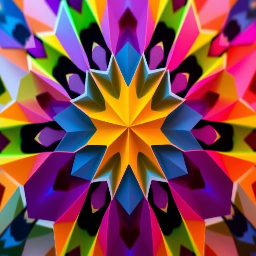 create an abstract geometric pattern using vibrant colors with high contrast, captured with a DSLR camera in a close-up view, aperture set to f/2.8 for shallow depth of field, ISO 100 for clarity, and a shutter speed of 1/200s for sharpness