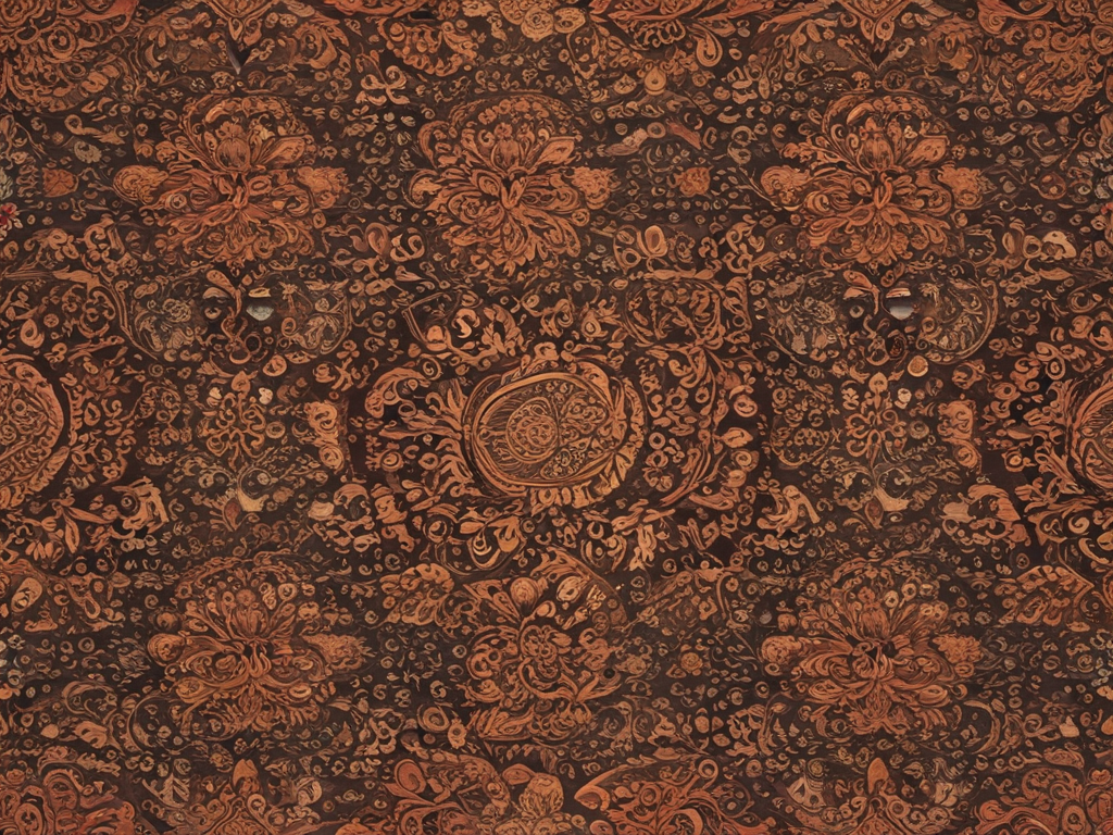 Intricate Floral Patterns in Rich Earthy Tones with Detailed Designs.