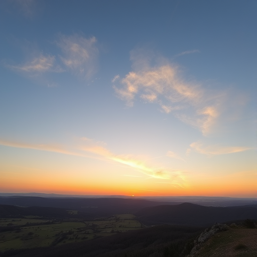 Generate a high-resolution image of a scenic landscape during sunrise with soft pastel colors in the sky, captured with a Canon EOS R5 camera at f/8, ISO 100, shutter speed 1/125 sec, using a wide-angle lens for a panoramic view.