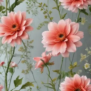 flowers behind glass wallpaper