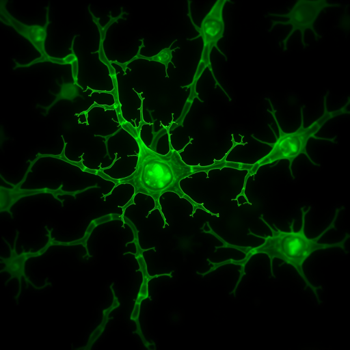create a high-resolution microscopic image of green cellular structures overlaid with dynamic green glowing numbers on a black background, captured with a microscope camera at 200x magnification, f-stop at f/8, ISO 100, using a standard light microscope with a dark field condenser for enhanced contrast and detail.