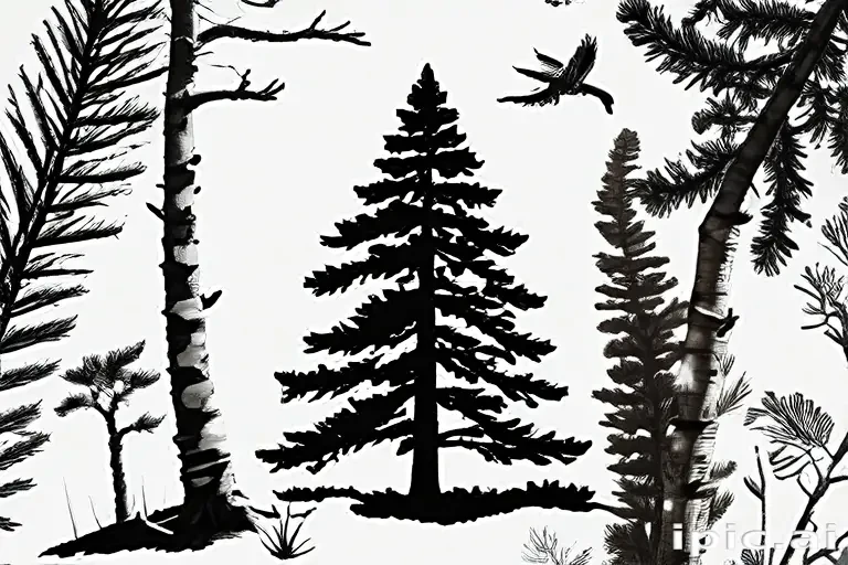 pine tree clip art black and white