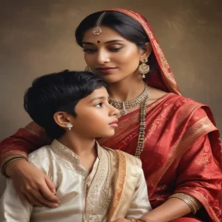 mom and son indian