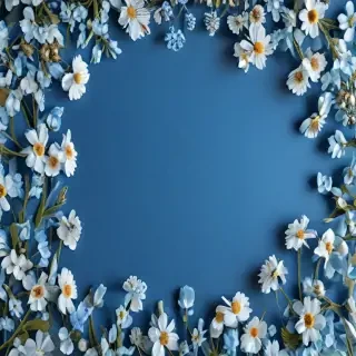blue background with flowers
