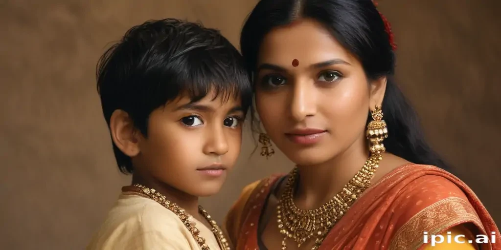 mom and son indian