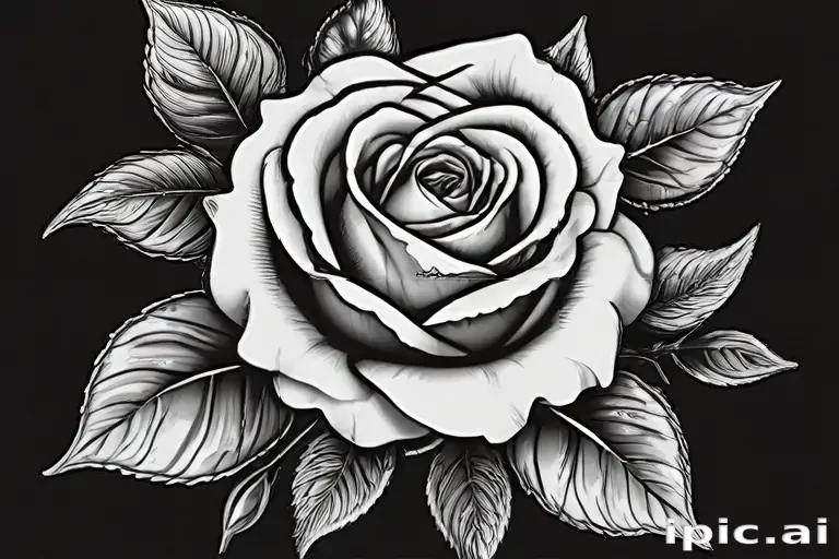 black and white rose clip art