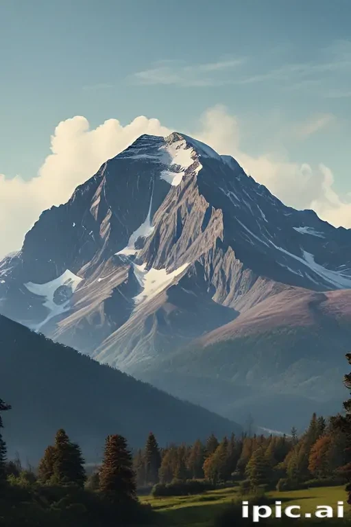 Majestic Mountain Peak Surrounded by Lush Greenery and Scenic Landscape.
