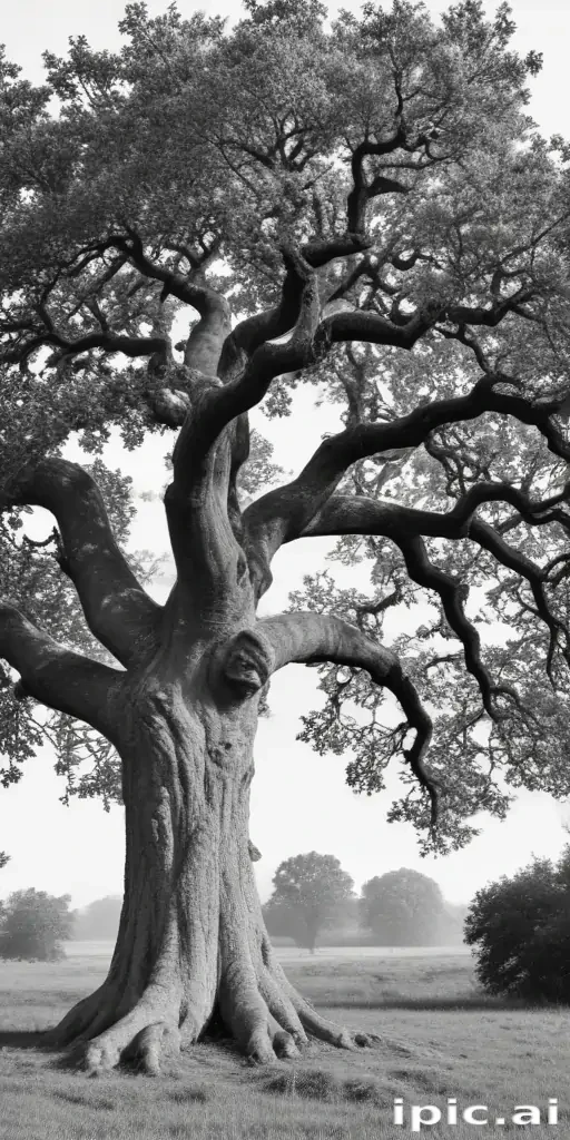 oak tree clipart black and white