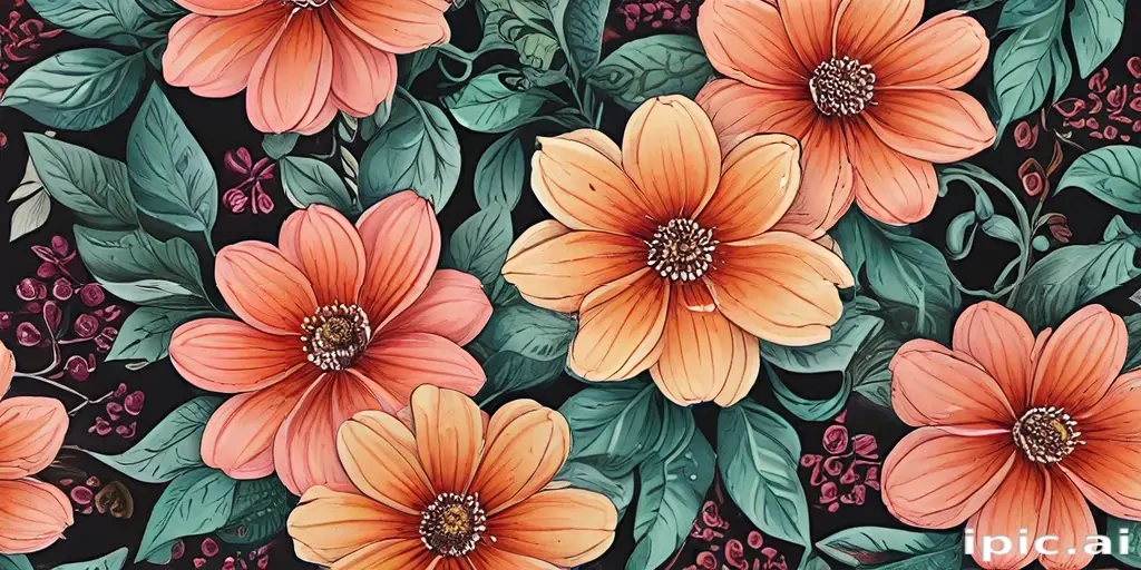 flower drawing images with colour