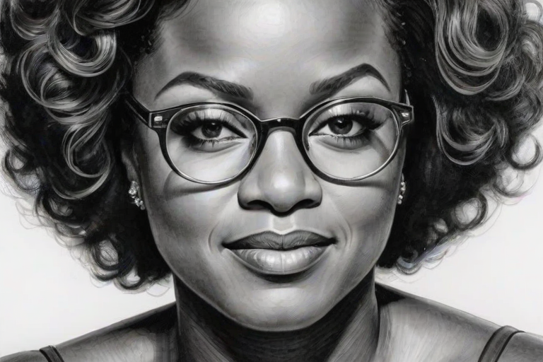 Beautiful Viola Davis, pencil sketch, portrait of beautiful woman 60s in glasses, hair style beatnik, outline, clear lines, fine lines, 8k