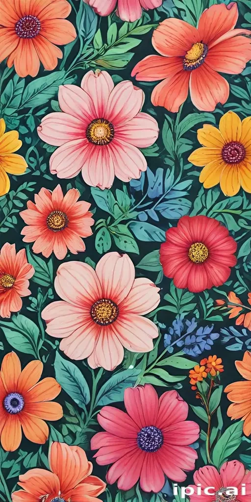 flower drawings with color