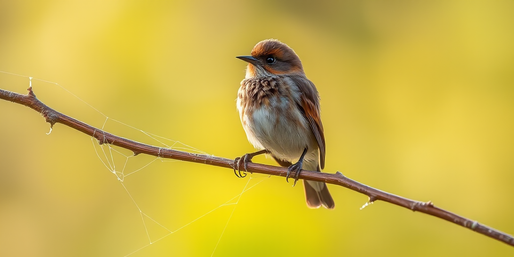 Generate a high-resolution image of a European Stonechat perched on a twig with delicate spider webs, using a DSLR camera with a 200mm lens, aperture set to f/4 for a shallow depth of field, ISO 100 for minimal noise, in natural light with a soft bokeh background, capturing the bird in a mid-shot with sharp focus on its features.