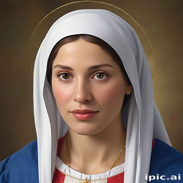 Portrait of a Young Woman in Traditional Religious Attire with Halo