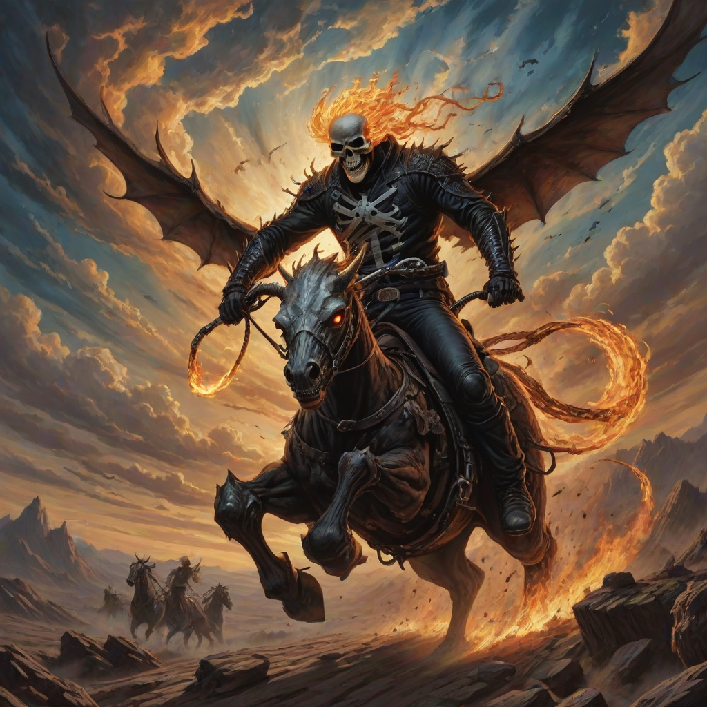 ghost rider in the sky, trying to catch the devil's herd, across the endless sky,