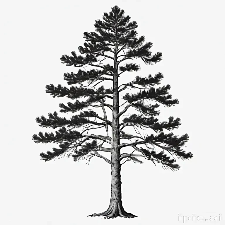 black and white pine tree clip art