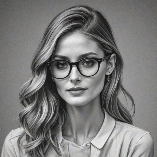 Enchanting Olivia Palermo, pencil sketch, portrait of Fetching woman 1925s in glasses, hair style beatnik, outline, clear lines, fine lines, 8k