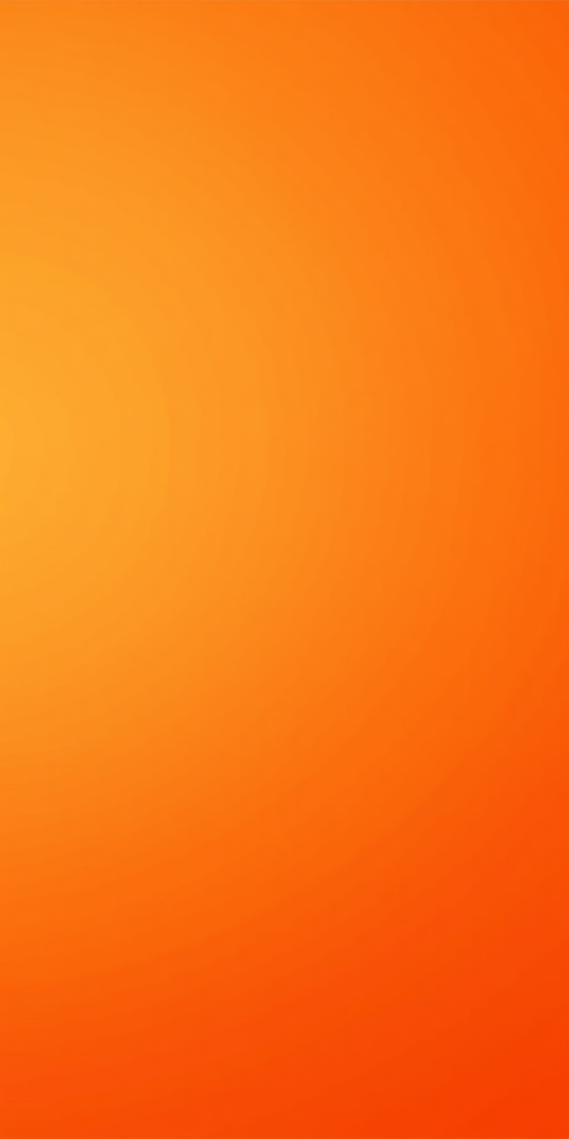 Create a smooth gradient background transitioning from deep orange to light orange, using a DSLR camera with a 50mm lens, aperture set to f/1.8, ISO 100, shutter speed 1/60 seconds, with a soft focus effect to enhance color depth.