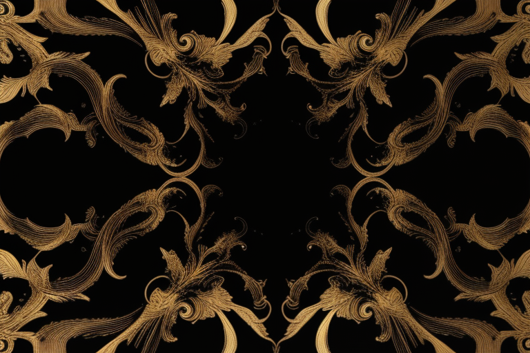 Elegant Gold Floral Patterns on a Deep Black Background Design