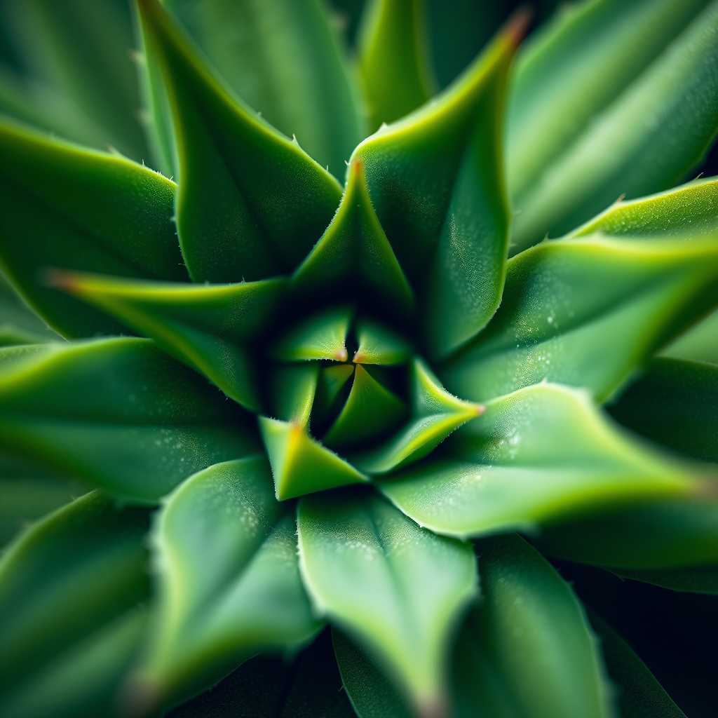 macro photograph of a star-shaped green plant with sharp edges, shallow depth of field, 100mm macro lens, f/2.8, ISO 200, natural light, taken from a low angle for emphasis on detail, DSLR camera