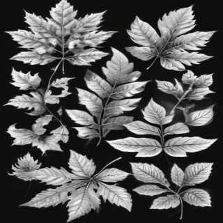 leaves clip art black and white