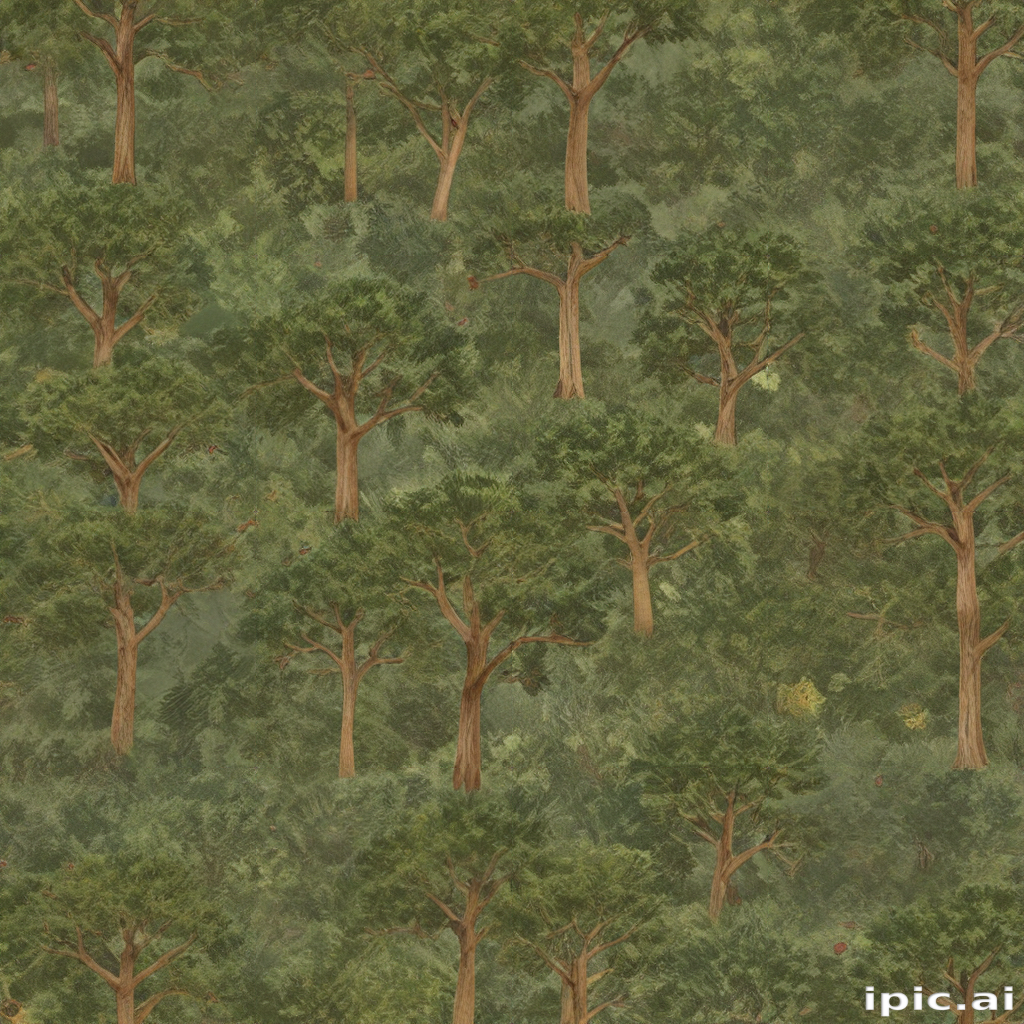 A Lush Green Forest Pattern Featuring Tall Trees and Dense Foliage.