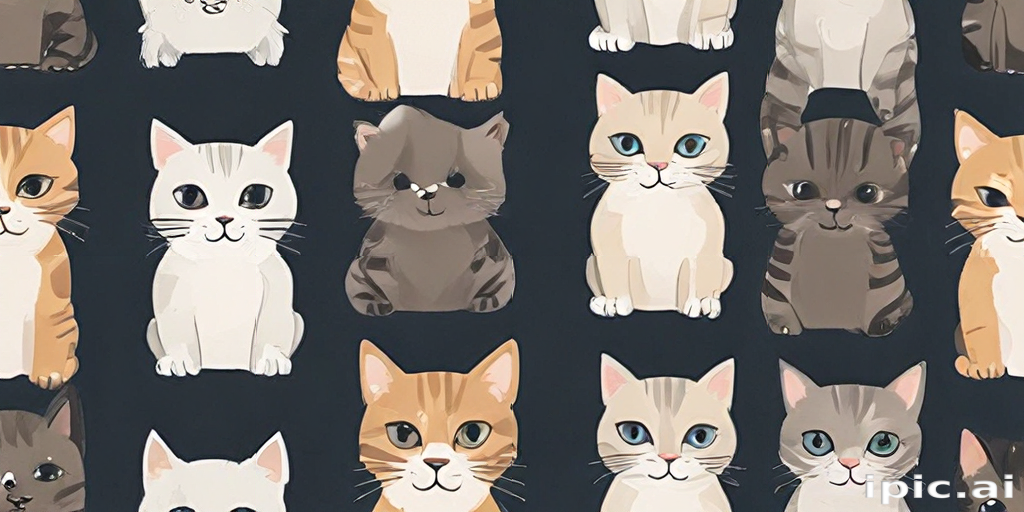 A Charming Pattern Featuring Adorable Cats in Various Colors and Breeds.