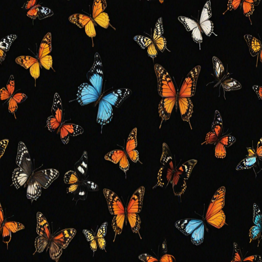 butterflies in black background