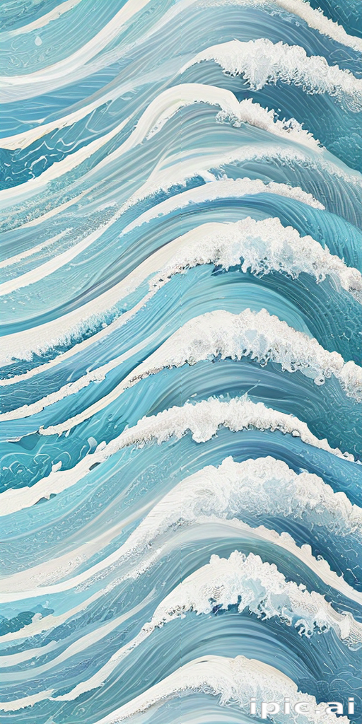 Majestic Ocean Waves in Shades of Blue and White Foam