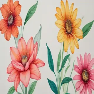 flower drawings color