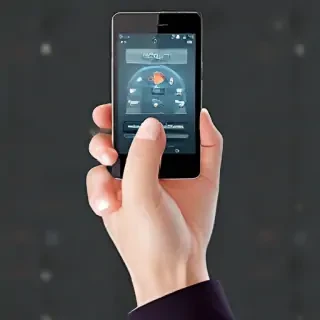 hand holding phone png