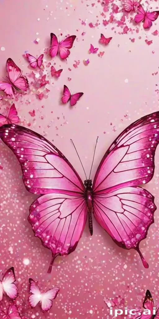 glitter pink butterfly wallpaper